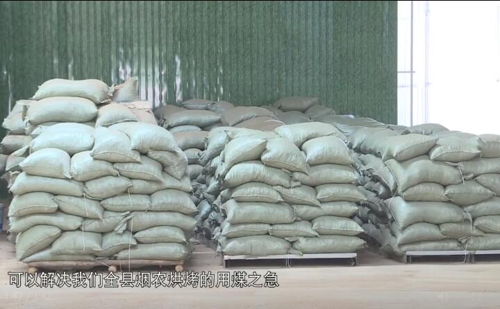 造粒機生產下來的生物質燃料顆粒，可以解決全縣煙農烘烤的用煤之急，用它替代煤來烤煙，可以解決2萬畝烤煙的烘烤燃料.jpg