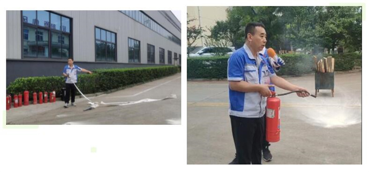 隨后，集團(tuán)消防安全員為廣大職工講解滅火器和消防水槍的使用方法，并現(xiàn)場(chǎng)演示。廣大員工積極參與到教學(xué)演練當(dāng)中，進(jìn)一步鞏固消防培訓(xùn)知識(shí)。